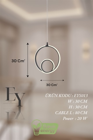 Ey Shop Siyah Damla Göz Model 3 Renk Led Beyaz&sarı&günış Avize Siyah