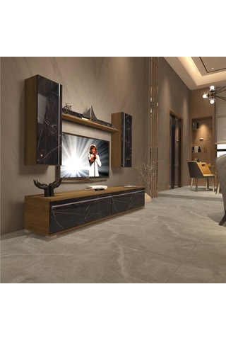 Decoraktiv Eko 7 Mdf Std Tv Ünitesi Tv Sehpası Pera - Siyah Mermer