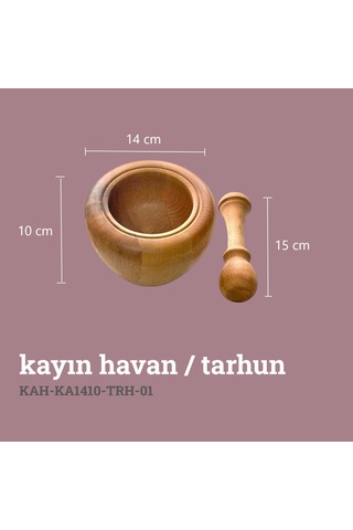 Kaf Ahşap Kayın Havan / Tarhun
