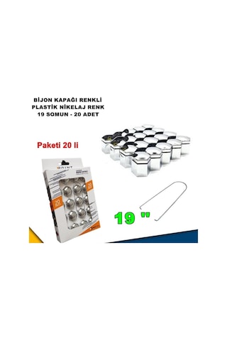 Renkli Bijon Kapağı Plastik Nikelaj Renk Altıgen 19 Mm Bijon Uyumlu 20 Adet