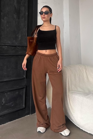 Madmext Kahverengi Bol Paça Kadın Eşofman Altı Mg2279 Kahverengi