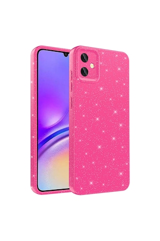 Zore Galaxy Uyumlu A05 Kılıf Kamera Korumalı Simli Lüks Koton Kapak - Pembe Koyu Pembe Koyu