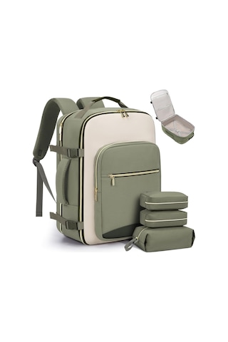 Arion Ybh111 Çok Fonksiyonlu 17" Laptop Seyahat Sırt Çantası 4 Parça Çanta Seti Yeşil