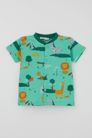 Breeze Erkek Bebek Şortlu Pijama Takımı Safari Temalı Sevimli Hayvancıklar Desenli 4 Ay - 1 Yaş , Yeşil