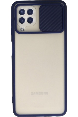 Galaxy Uyumlu A22 Kılıf Palm Buzlu Kamera Sürgülü Silikon - Lacivert