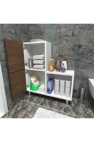 Moonlife 2 Kapaklı L Çok Amaçlı Banyo Dolabı Ceviz