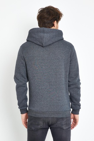 Polostate Erkek Kapüşonlu Kanguru Cep 3 İplik Sweatshirt Antrasit