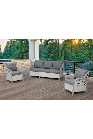 Tu Tienda Ronda 3+1+1+2puf+masa Rattan Bahçe Balkon Mobilyası Beyaz