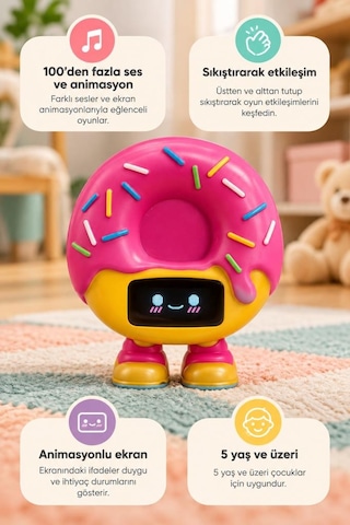 Gioc-hi Lisanslı 100 Den Fazla Ses Ve Animasyonlu Etkileşimli 10 Cm Oyuncak Sanal Dost Mochi