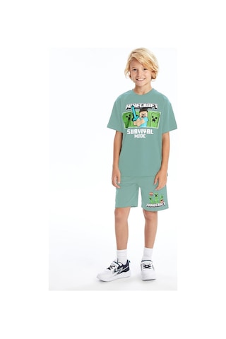 Erkek Çocuk Minecraft Şortlu Takım Mint Mint Yeşili