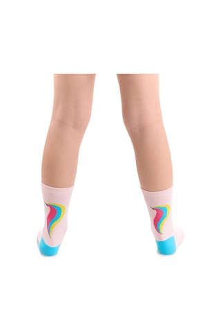 Kız Çocuk Unicorn ve Yıldız Desenli Pamuklu Pembe 2'li Paket Çorap 2-9 Yaş