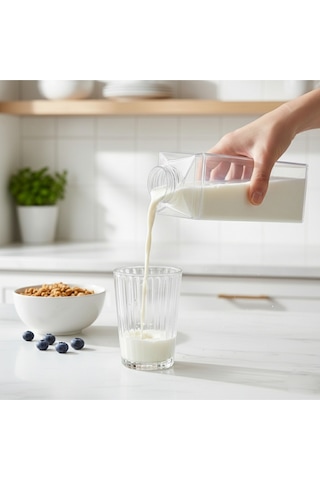 1000 Ml Şeffaf Süt Kutusu Tasarımlı Akrilik Matara - Süt, Meyve Suyu Ve Kahve Şişesi