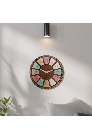Dekoratif Çift Kat Kavak Ahşaplı Duvar Saati Kahverengi