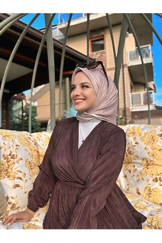 Moda Kaşmir Mk Desen Pamuk Eşarp Gül Kremi