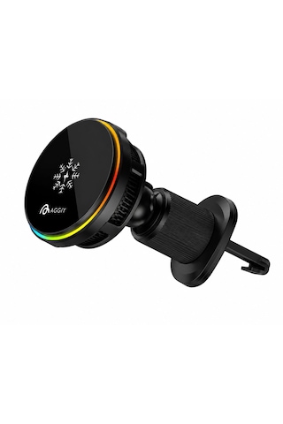 Aggiy Coolmag Soğutmalı 15w Magsafe Araç İçi Şarj Mıknatıslı Telefon Tutucu Izgara & Cam Montaj Kablosuz Şarj