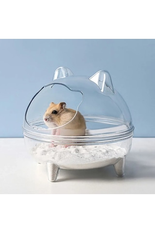 Vkemall Küçük Evcil Hayvanlar İçin Şeffaf Kumu Banyosu - Kaçırma Engeli, Geniş, Temizliği Kolay, Kaliteli Plastik Büyük Boy