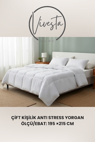 195x215 Cm Tek Kişilik Anti Stress Yorgan Yumuşacık Dokusu İle Maksimum Rahatlık Beyaz