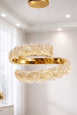 Kumandalı 3 Renk Modern Sarkıt Led Avize Krom Altın - Gold