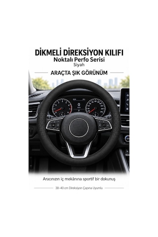 Trobus Kia Sorento 2024 Ve Sonrası Uyumlu Dikmeli Direksiyon Kılıfı Noktalı Perfo Siyah