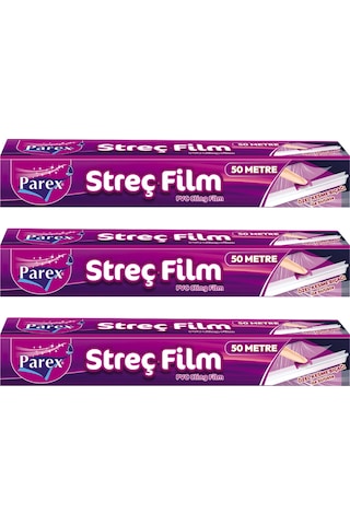 Kesme Bıçaklı 50m Streç Film Üçlü Paket