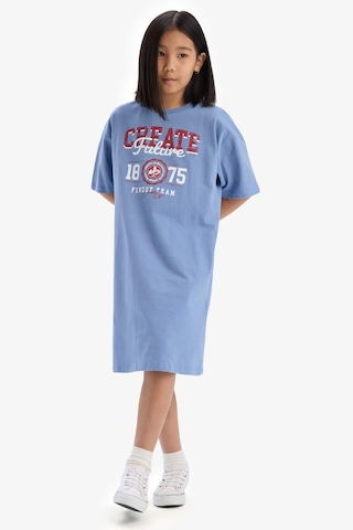 DeFacto Kız Çocuk Oversize Geniş Kalıp Bisiklet Yaka Baskılı Kısa Kollu Yazlık Elbise E5805A825HSBE418