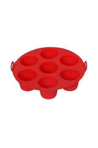 Crearthome Airfryer Pişirme Kabı 20x5 Cm Tüm Airfryer'lere Uyumlu Kırmızı Düz Silikon Kırmızı