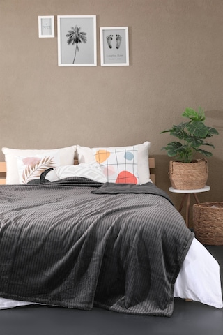 Aksu İpeksoft Fitilli Çift Kişilik Battaniye - Antrasit