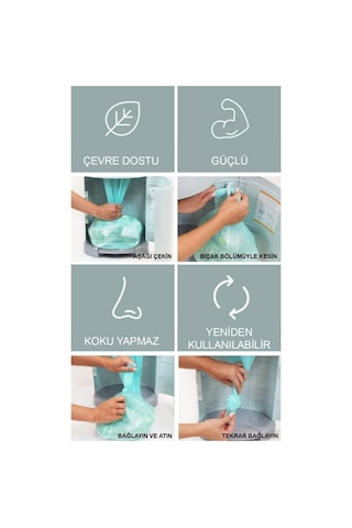 16l Çöp Kutuları Ile Uyumlu 1500 Bebek Bezi Kapasiteli 3 Paket Kokulu Yerli Çöp Poşeti