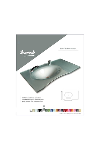 Cam Lavabo Sancak Modeli 70 x 56 CM