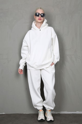 Madmext Ekru Kapüşonlu Oversize Kadın Eşofman Takım Mg1905 Ekru