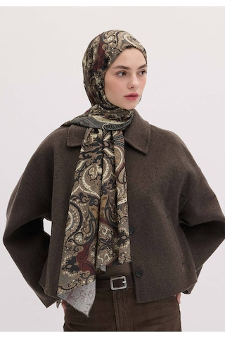 Freshscarfs Etnic Paisley Desen Şal Tozlu Kahve