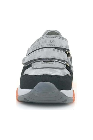 Ortopedikal 3880 Rakerplus Hakiki Deri Gri Siyah Çocuk Sneakers Spor Ayakkabı Cırtlı Gri Siyah