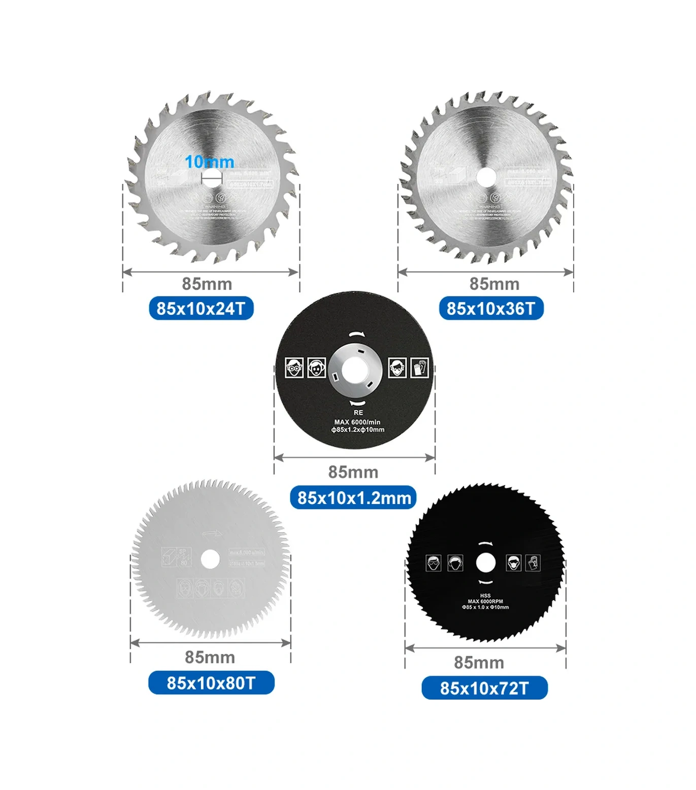 Xcan Tct 85x10 Mm Metal Ve Ahşap Testere Bıçakları Seti, 5 Adet 313706073