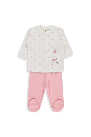 Civil Baby Çiçek Empirme 1-9 Ay Pijama Takımı - Ekru