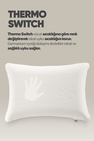 Akıllı Isı Hafızalı Tombul Visko Yastık - Ortopedik Termal Isı Dengeleyici Termoswıtch Lüx Yastık Beyaz