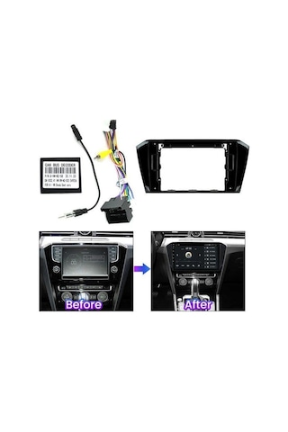 Volkswagen Passat B8 Piano Black Android Teyp Çerçeve 10 Inch - Soket - Canbus