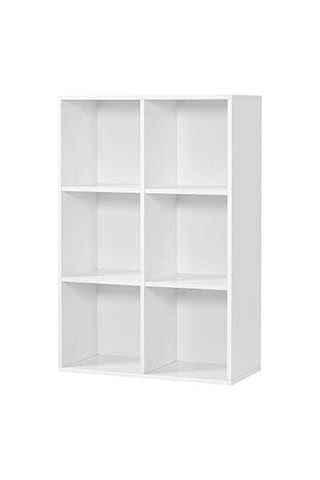65,5 X 97,5 X 30 Cm Ahşap 6 Bölmeli Kitaplık Abanoz - Beyaz