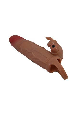 Morgece 5 Cm Dolgulu Uzatmalı Titreşimli Melez Gerçekçi Penis Kılıfı