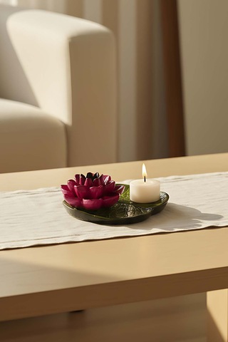 Pembe Lotus Çiçeği Dekoratif Tabak