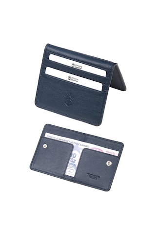 Ancora Leather Hakiki Deri Para Bölmeli Çıtçıtlı Portföy-unisex-26210 Lacivert