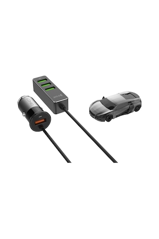Ldnıo 4 Portlu Fast Qc3.0+2.4a+3.1a Usb Araç Şarj Cihazı Mpv Araç Telefonu İçin 120cm Uzatma Kablosu İle Evrensel Usb Hızlı Adaptör -