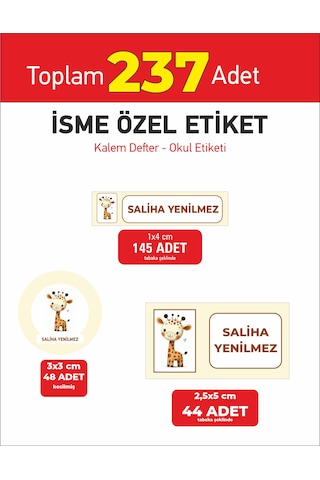 Okul Öğrenci Etiketi Kalem Defter Kitap Matara İsme Özel Etiket