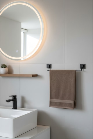 Tekno Tel Ef-260 Siyah Uzun Havluluk Yapışkanlı/vidalı Deliksiz Metal Banyo Havlu Barı Siyah