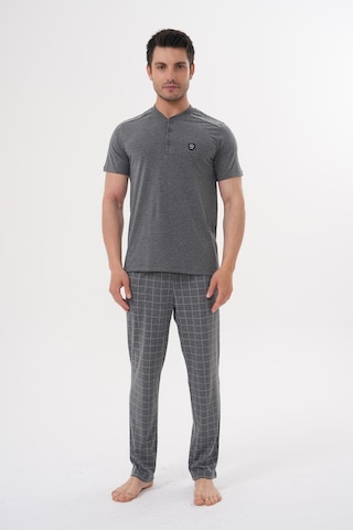 Mecit 2981 Füme Büyük Beden Kısa Kollu Erkek Pijama Takımı Füme