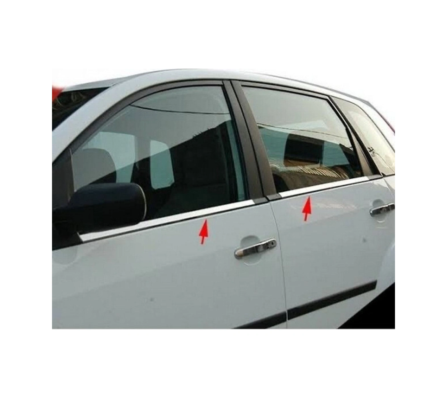 Ueskrom Ford Fiesta 2002-2003-2004-2005-2006-2007-2008 Krom Cam Çıtası 4 Parça Paslanmaz Çelik