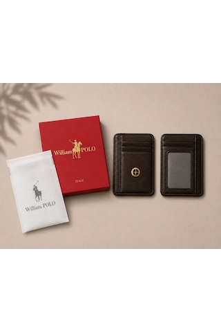 Williampolo Minimal Hakiki Deri Unisex Kartlık Kahverengi