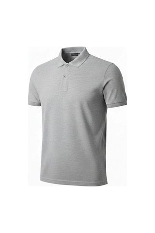 Barlashive Erkek Polo Yaka Düğmeli Pike Kumaş Tişört Regular Fit Kısa Kol T-shirt - Gri Çok Renkli
