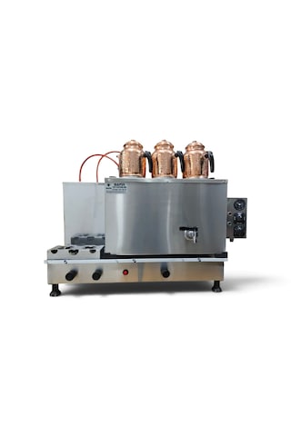 Safir 3 Gözlü İnoks Çay Kazanı Elektrikli Ve Doğalgazlı Termokulp Ventil Gaz Vanası Sistemli Ce Belgeli Gazmer Açılış Onaylı Inox Çay Ocağı Kazanı