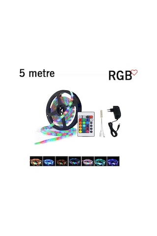 Cata Ct-4557 Rgb Şerit Led Seti 5 Mt Rgb Led+trafo+rgb Kumanda Çok Renkli