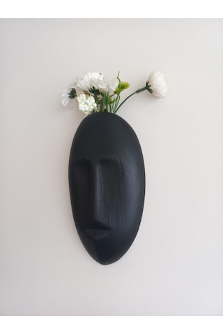 Dekoratif Mask Duvar Vazosu, Duvar Dekoru ,heykel Duvar Süsü,siyah